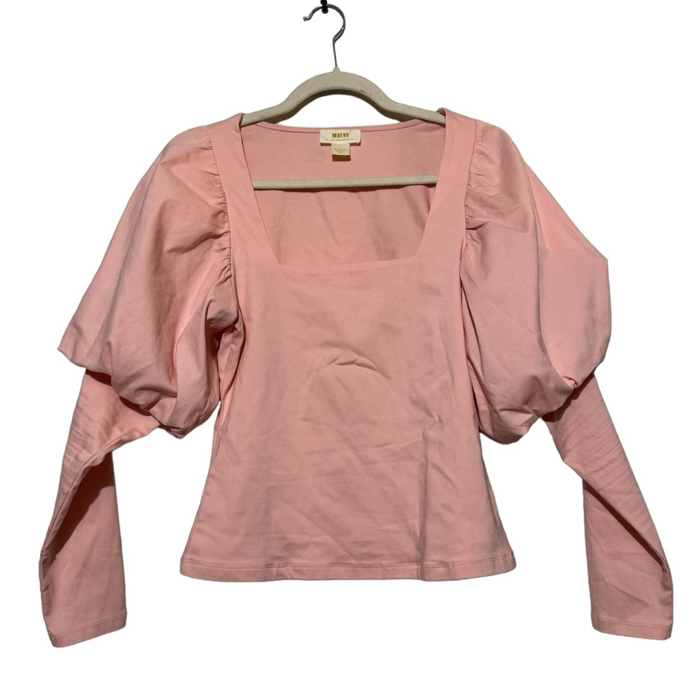 Maeve Anthropologie Light Pink Puff Sleeve Square Neck Regency Top Medium